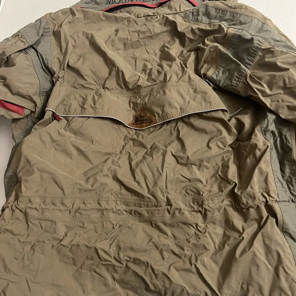 Mountain Horse VINTAGE waterproof outdoor jacket in a beige/grey & red colorway